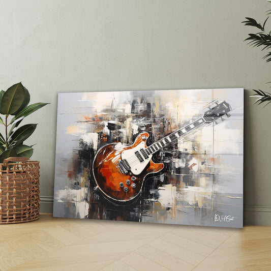 Elektro Gitar Soyutu cam tablo — iç mekân uygulama örneği