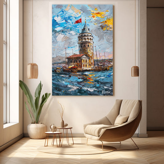 Galata kanvas tablo — temalı dekoratif duvar tablosu
