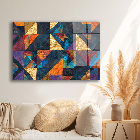 Geometrik Üçgenler cam tablo — iç mekân uygulama örneği
