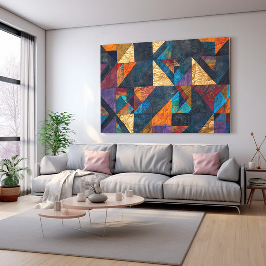Geometrik Üçgenler kanvas tablo — duvarda dekorasyon görünümü