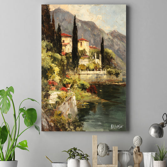 Göl Kıyısı Villa kanvas tablo — farklı açıdan görünüm