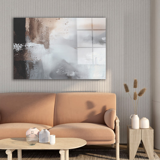 Gri Kahve Soyut 2 cam tablo — farklı açıdan görünüm