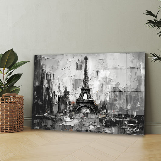 Gri Paris Sokakları cam tablo — iç mekân uygulama örneği