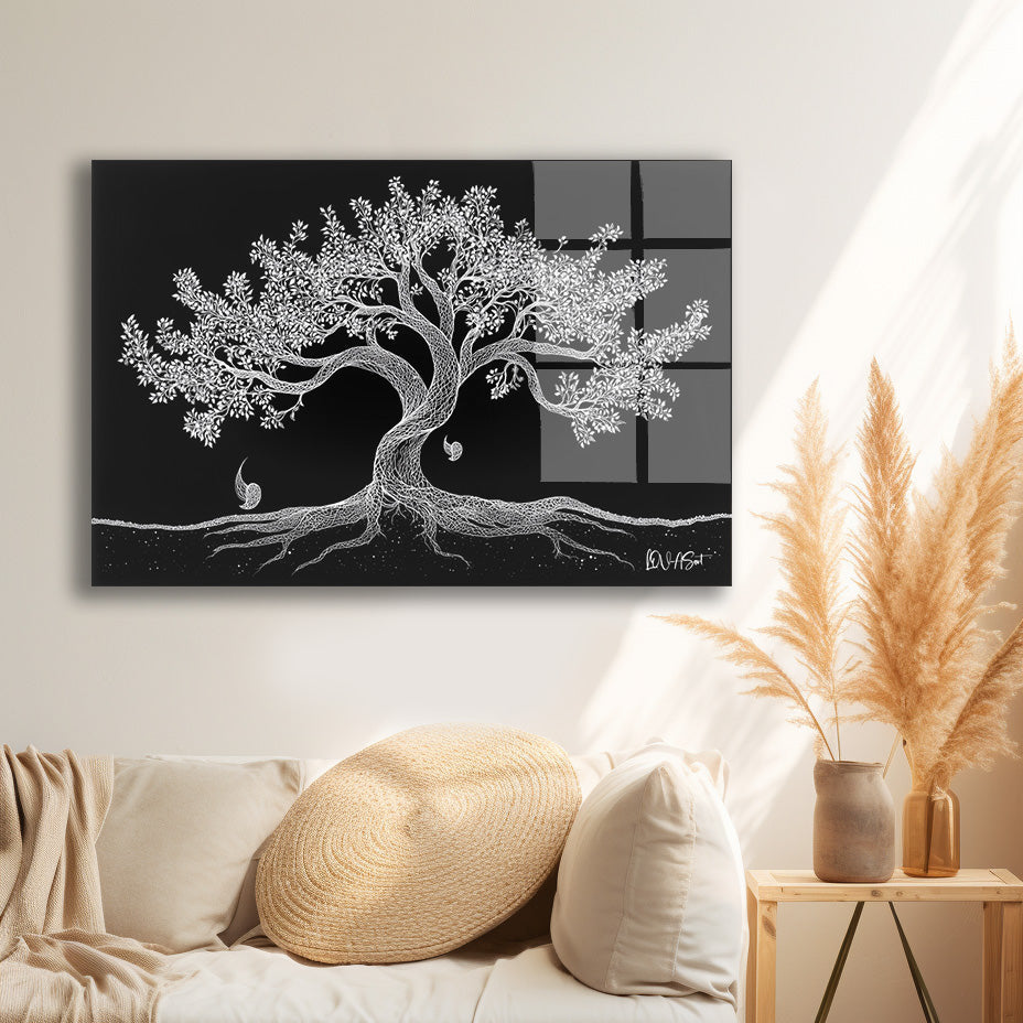 Gümüş Ağaç - Cam Tablo