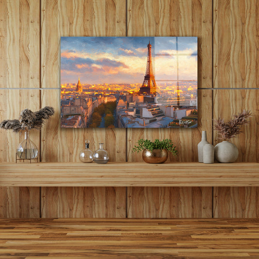 Gün Batımında Paris cam tablo — farklı açıdan görünüm