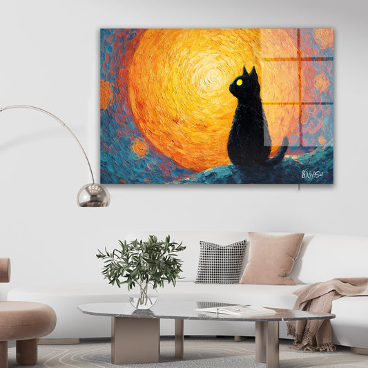 Güneşe Bakan Kedi cam tablo — farklı açıdan görünüm