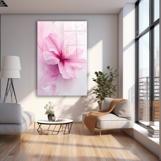 İri Pembe Çiçek cam tablo — farklı açıdan görünüm