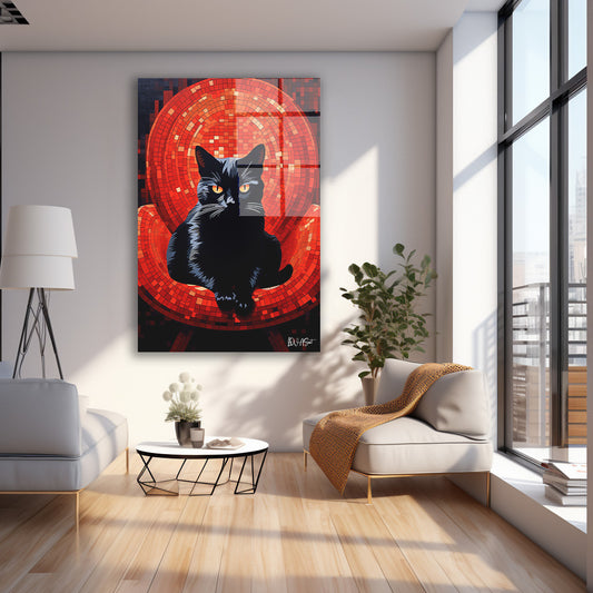 Kara Kedi cam tablo — farklı açıdan görünüm