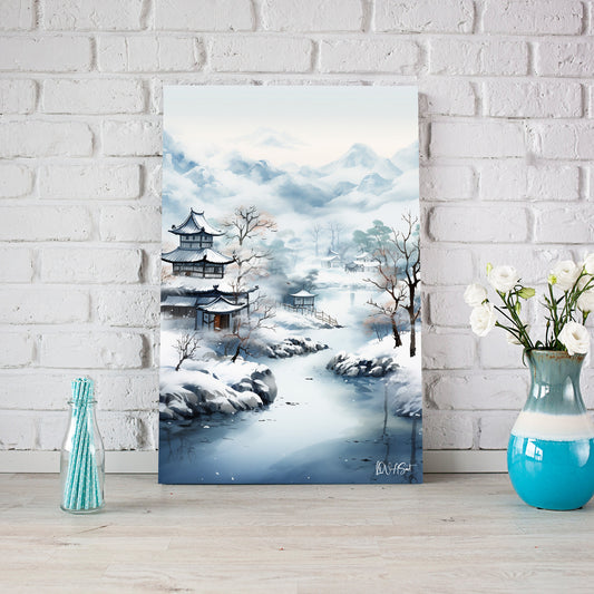 Karlı Pagoda Manzarası kanvas tablo — farklı açıdan görünüm