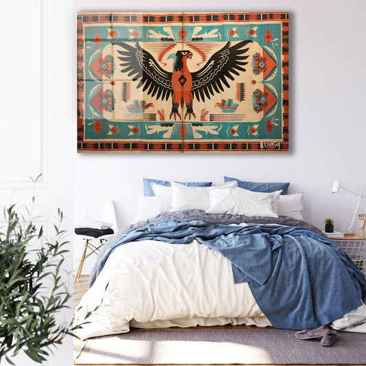 Kartal Desenli Kilim cam tablo — iç mekân uygulama örneği