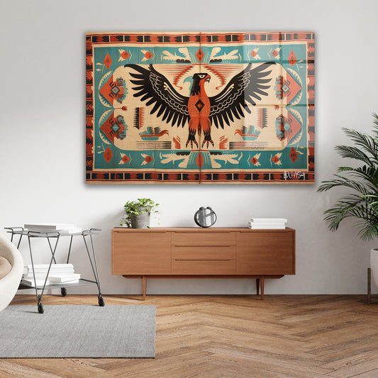 Kartal Desenli Kilim cam tablo — farklı açıdan görünüm