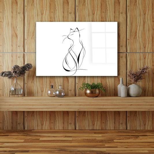 Kedi Çizim cam tablo — farklı açıdan görünüm