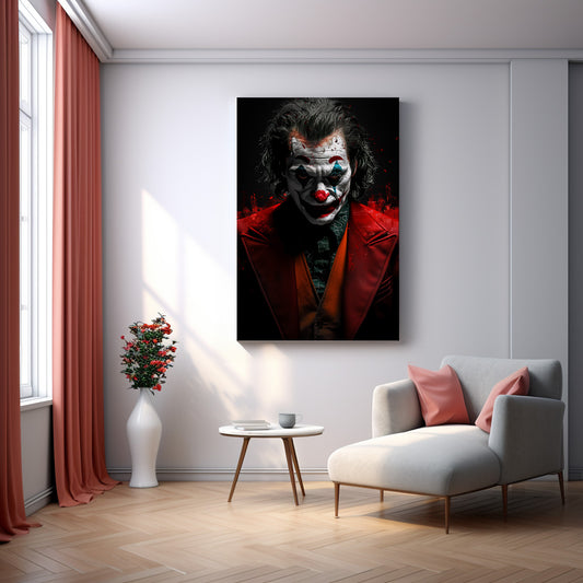 Kırmızı Ceketli Joker kanvas tablo — duvarda dekorasyon görünümü