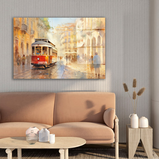 Kırmızı Tramvay 2 cam tablo — farklı açıdan görünüm