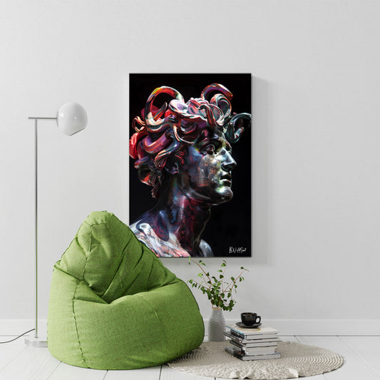 Kızıl Heykel Portre kanvas tablo — iç mekân uygulama örneği