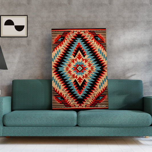 Kızıl Kilim Deseni kanvas tablo — duvarda dekorasyon görünümü