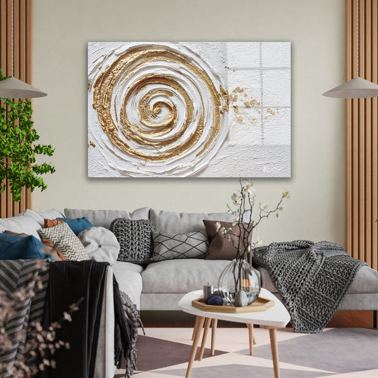 Krem Altın Spiral cam tablo — duvarda dekorasyon görünümü