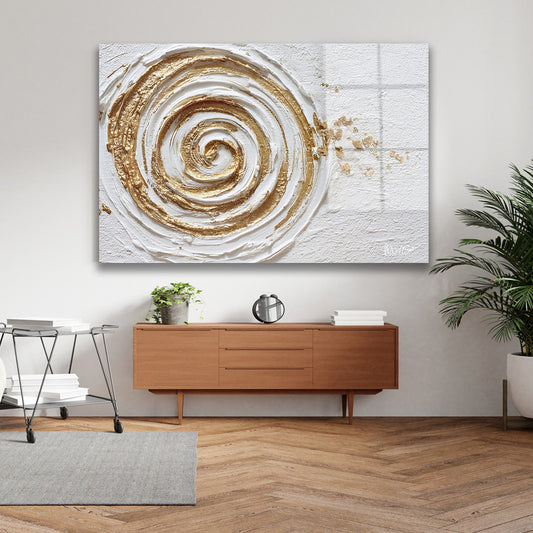 Krem Altın Spiral cam tablo — iç mekân uygulama örneği