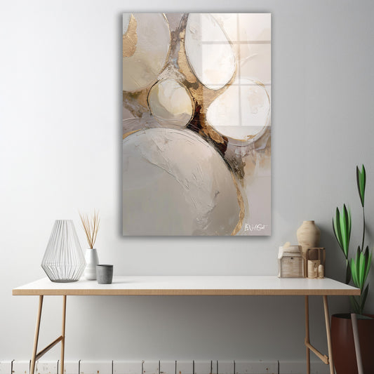 Krem Ovaller cam tablo — iç mekân uygulama örneği