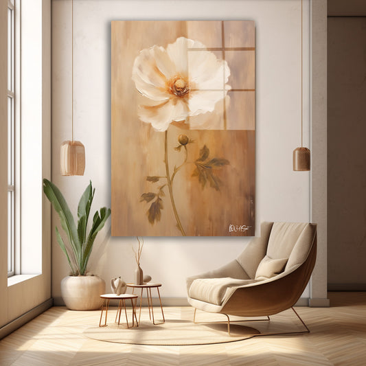Krem Tonlu Çiçek cam tablo — farklı açıdan görünüm