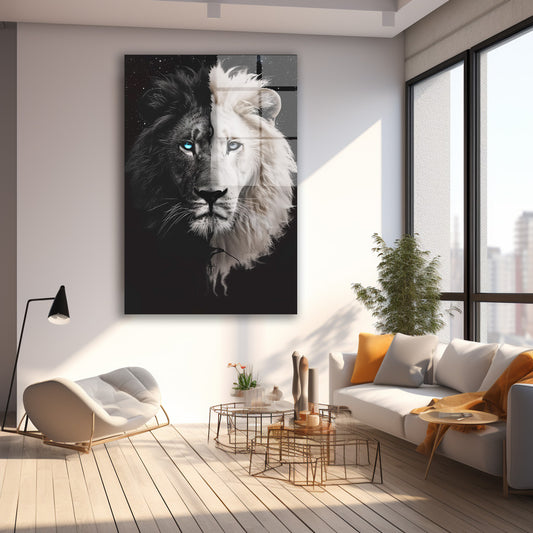 Mavi Gözlü Aslan cam tablo — farklı açıdan görünüm