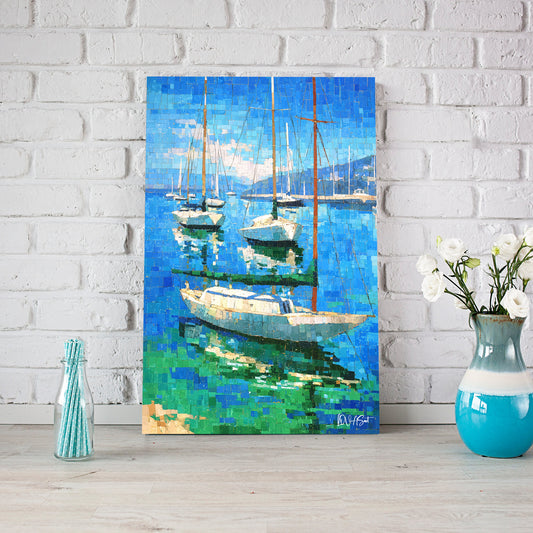 Mavi Suda Yelkenliler kanvas tablo — farklı açıdan görünüm
