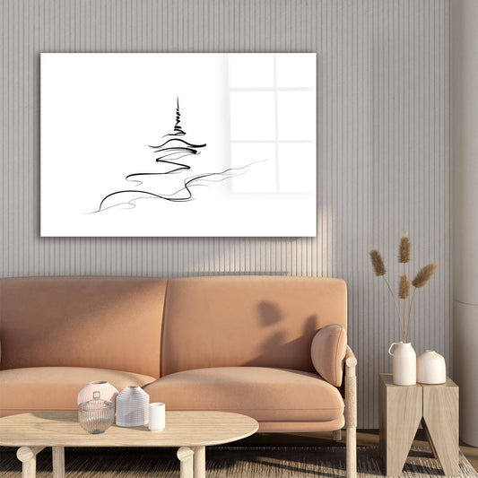 Minimal Çizgi Deseni cam tablo — farklı açıdan görünüm