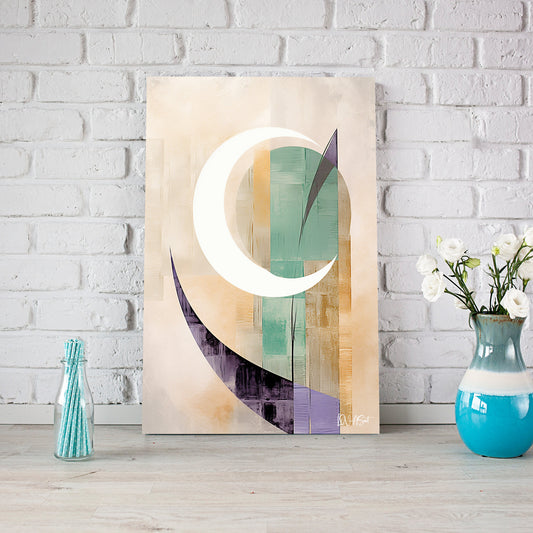 Minimal Hilal kanvas tablo — farklı açıdan görünüm