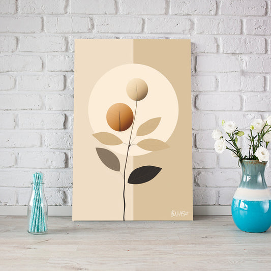 Minimal Krem Çiçek kanvas tablo — farklı açıdan görünüm