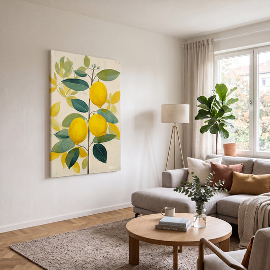 Minimal Limon Dalları kanvas tablo — iç mekân uygulama örneği