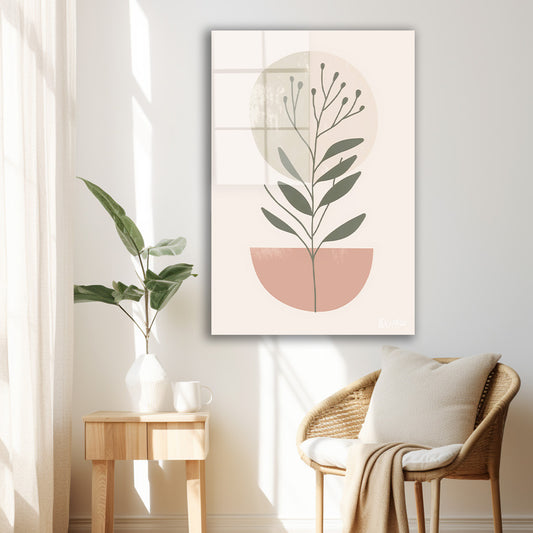 Minimal Saksı Bitkisi cam tablo — iç mekân uygulama örneği