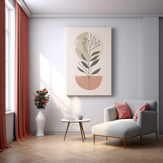 Minimal Saksı Bitkisi kanvas tablo — duvarda dekorasyon görünümü