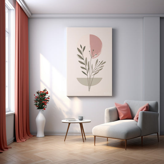 Minimal Yaprak Dalı kanvas tablo — duvarda dekorasyon görünümü