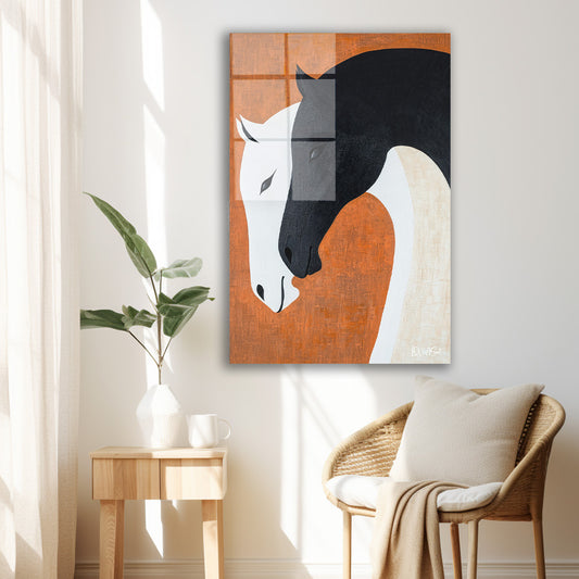 Minimalist Atlar cam tablo — iç mekân uygulama örneği
