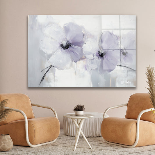 Minimalist Gri cam tablo — duvarda dekorasyon görünümü