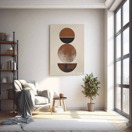 Minimalist Kahverengi Şekil kanvas tablo — temalı dekoratif duvar tablosu