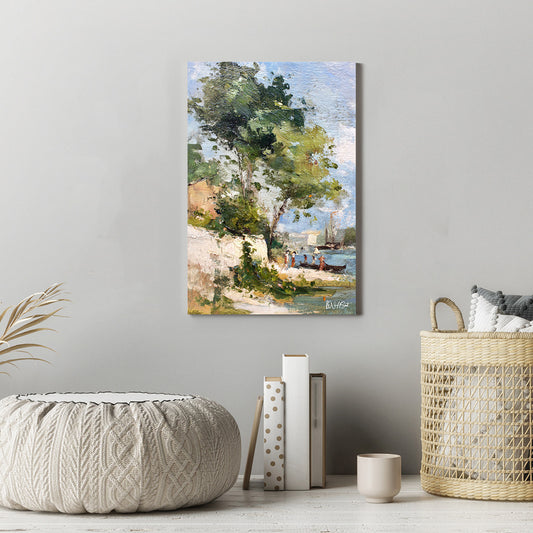 Nehir Kıyısında Ağaç kanvas tablo — iç mekân uygulama örneği
