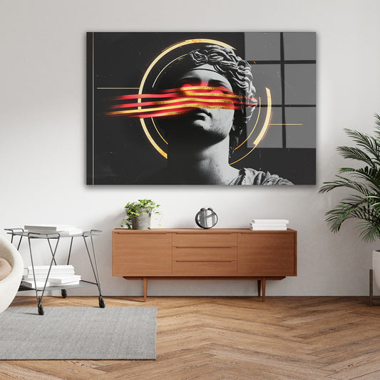 Neon Işıklı Heykel cam tablo — farklı açıdan görünüm