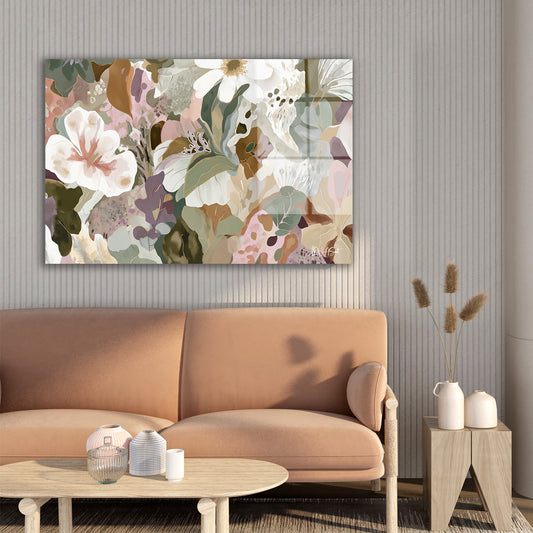 Pastel Çiçek Deseni cam tablo — farklı açıdan görünüm