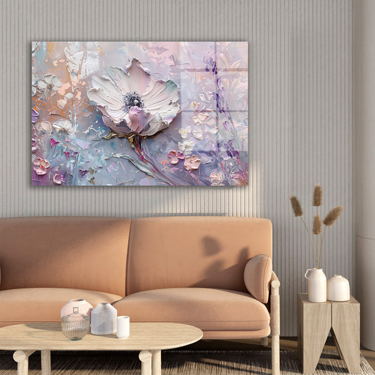 Pastel Çiçek Dokusu cam tablo — farklı açıdan görünüm