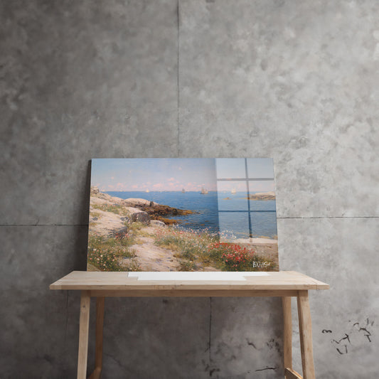 Pastel Deniz Kıyısı cam tablo — farklı açıdan görünüm