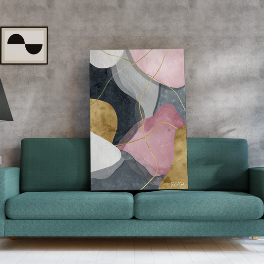 Pastel Geometrik Formlar kanvas tablo — farklı açıdan görünüm