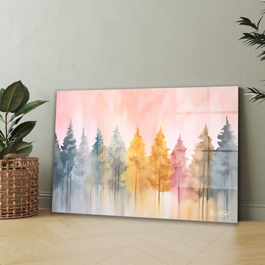 Pastel Orman 2 cam tablo — iç mekân uygulama örneği