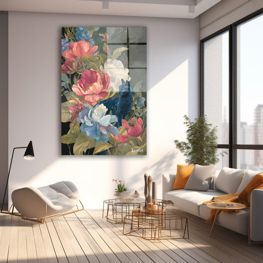 Pastel Şakayıklar cam tablo — farklı açıdan görünüm