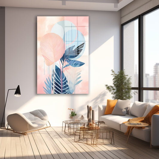 Pastel Yaprak Formları cam tablo — farklı açıdan görünüm