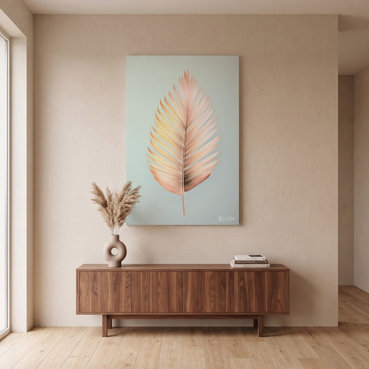 Pastel Yaprak kanvas tablo — duvarda dekorasyon görünümü