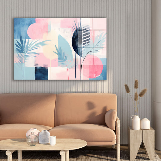 Pastel Yapraklar cam tablo — farklı açıdan görünüm