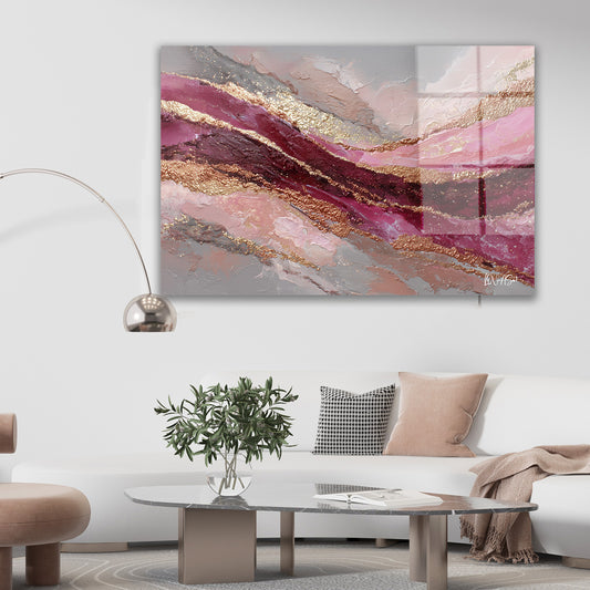 Pembe Altın Mermer cam tablo — farklı açıdan görünüm