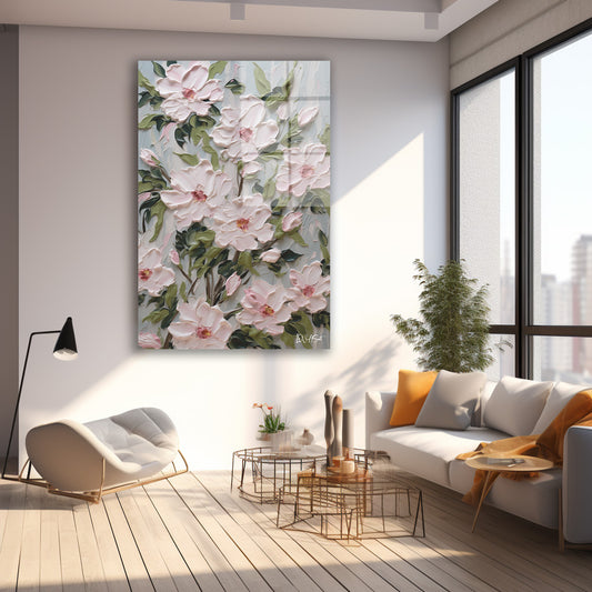 Pembe Bahar Çiçekleri 4 cam tablo — farklı açıdan görünüm
