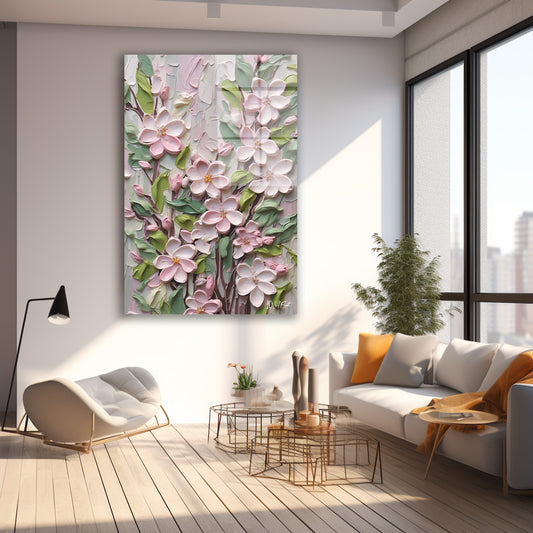 Pembe Bahar Dalları 2 cam tablo — farklı açıdan görünüm